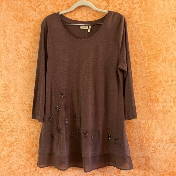 🌿SALE🌿 LOGO by Lori Goldstein Tunic Top Size Small - Picture 1 of 10